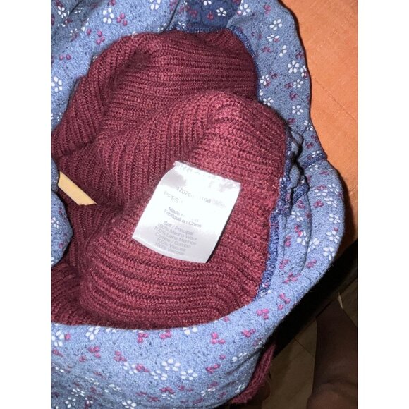 Veronica Beard Garrett Mixed Media Sweater Floral Tunic Burgundy Wool L - Picture 8 of 9